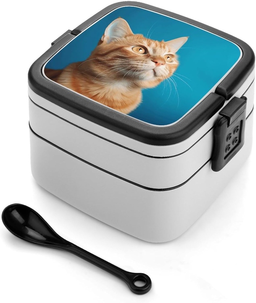 Bento Lunch Box for Women Lunch Containers for Adults The Cat Is Looking Up Double Layered Lunchbox Large Capacity Bento Box with Cutlery for Work Picnic Camping Travel, style