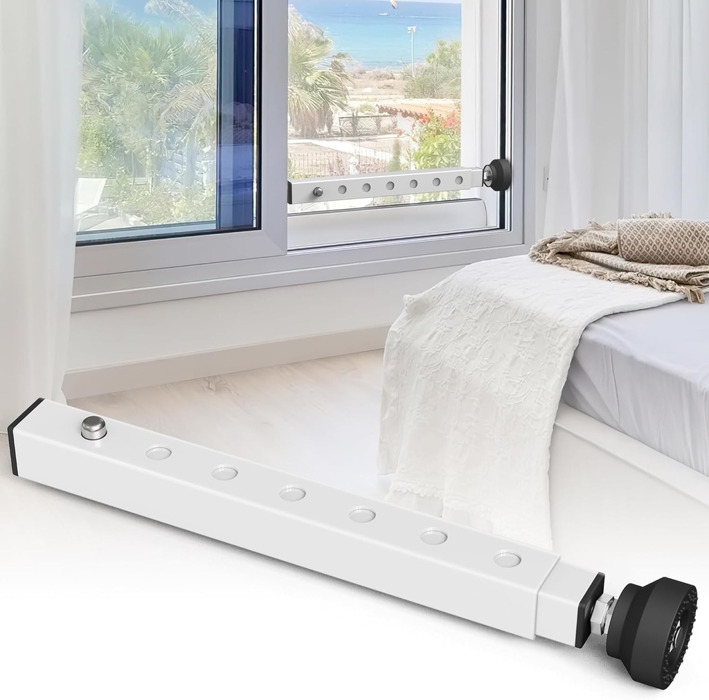 WooFog（Short）Window Security Bar Adjustable, Window Bars Security Inside, Window Lock Bar for Horizontal Sliding Windows, Window Locks for Up and Down Windows, Extends Form 11" to 18" (White-1 Pcs)