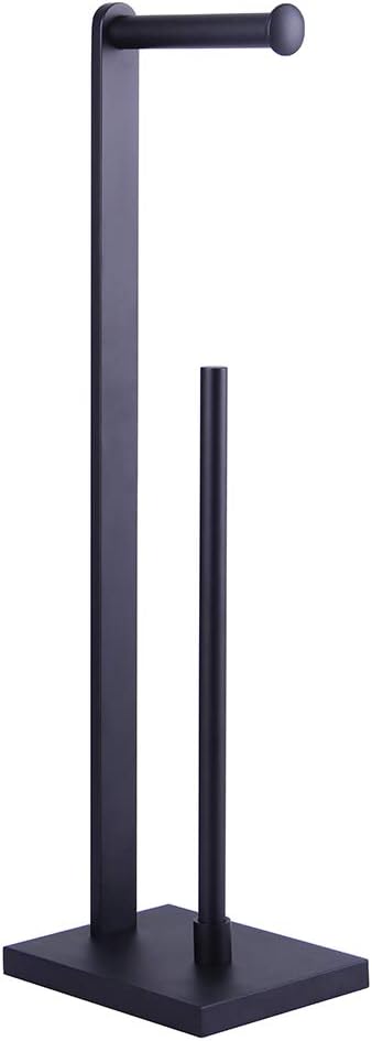 GERZWY SUS 304 Stainless Steel Bathroom Free Standing Toilet Paper Holder Toilet Roll Holder for Bath, Matte Black DZY022-BK