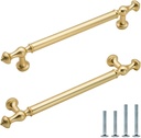 10 Pack Brushed Gold Cabinet Pulls 5 Inch/128mm Hole Center Brushed Brass Drawer Dresser Handles Solid Zinc Alloy Kitchen Cupboard Bathroom Furniture Hardware