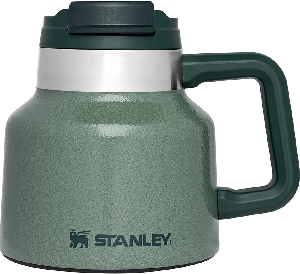 STANLEY Tough-To-Tip Admiral's Mug 20 oz | Twist-on Flip Open Lid | Wide Body with Non-Skid Rubber Base | Insulated Stainless Steel Coffee Cup | BPA-Free
