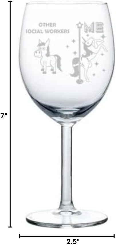 MIP Brand Wine Glass Goblet Social Worker Superstar Unicorn Funny (10 oz)