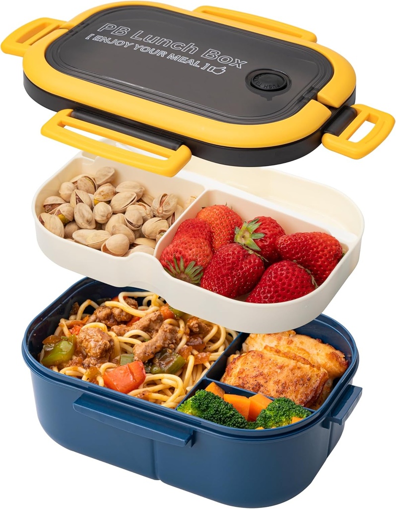 Adult Lunch Box for Men and Women. Bento Box Style 5 Compartments. Stackable. Dishwasher and Microwave Safe