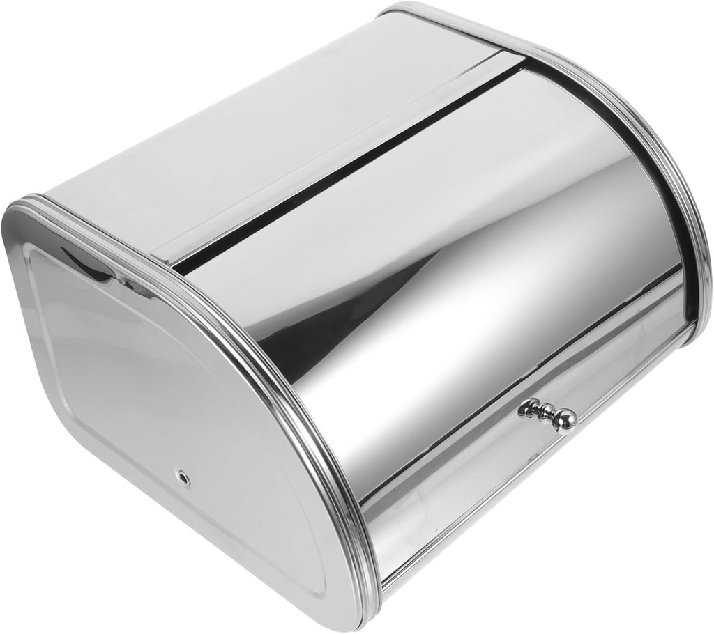 Corner Bread Storage Bin Metal Bread Organizer for Kitchen Countertop Capacity Bread Box with Cover Design for Home Bakery Shop