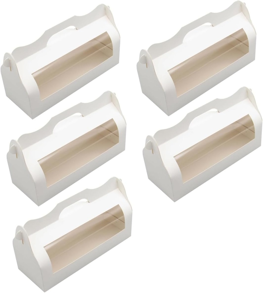 5pcs Portable Handheld Baking Food Boxes Window Bread and Cake Packaging Boxes for Desserts Sandwiches and Toast Lightweight and Convenient for Storage and Gifting