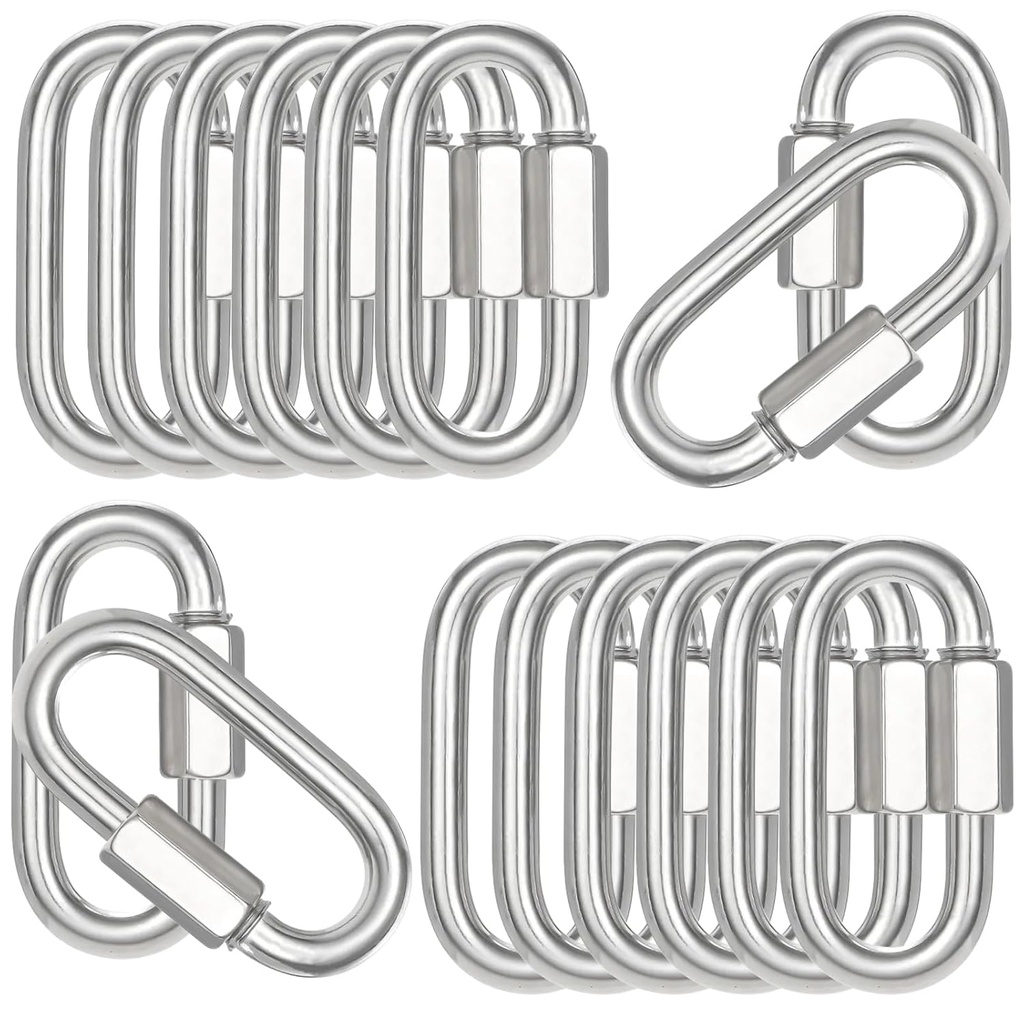 50PCS 3 Inches Quick Link Chain Connectors, M8 Screw Heavy Duty Chain Links, 5/16" Galvanized Steel Locking Carabiners for Connecting Hammock, Key Chain, Pet Leash,Gym,Camping, 1525 Lbs Capacity