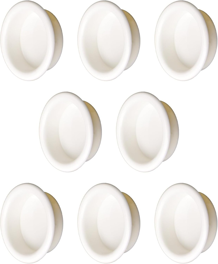 MOROBOR 8 Pack Closet Door Finger Pull, Plastic Round Sliding Pull, Recessed Kitchen Cabinet Handles Pull, Invisible Door Handle, Bright White