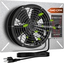 Abestorm 540CFM IP-55 Rated Crawlspace Ventilation Fan with Humidistat Thermostat, 8.7inch Basement Vent Fans with Isolation Mesh, Ventilator Fan for Crawl Space Basement Garage Attic Grow Tent