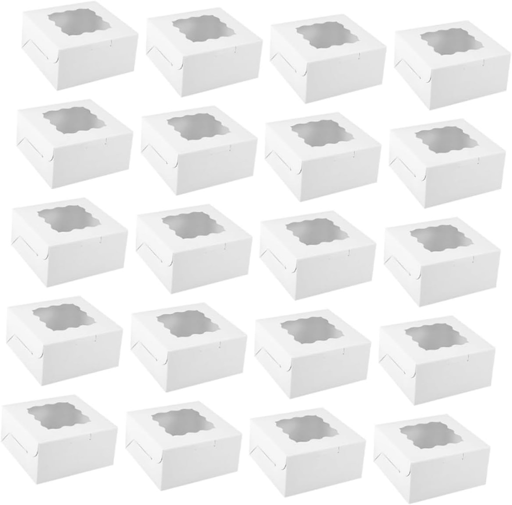 ABOOFAN 50pcs Cupcake Boxes with Lids Elegant Packaging for Baked Goods Muffins Pastries and Desserts Secure Transport for Cookies and Cupcakes