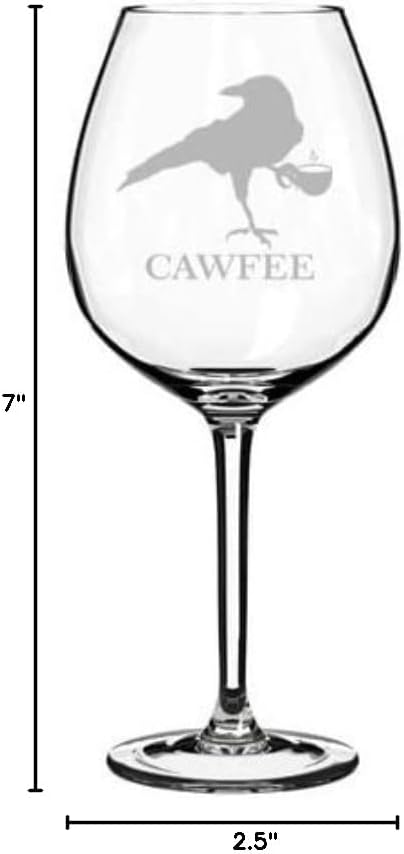 MIP Brand Wine Glass Goblet Crow Raven Blackbird Cawfee Funny (20 oz Jumbo)