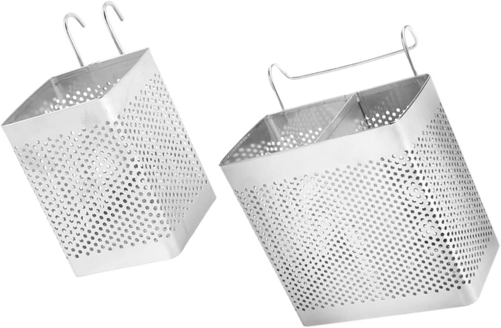 Stainless Steel 2pc Chopstick Tube Storage Rack Kitchen Hanging Rack Utensil Holder for