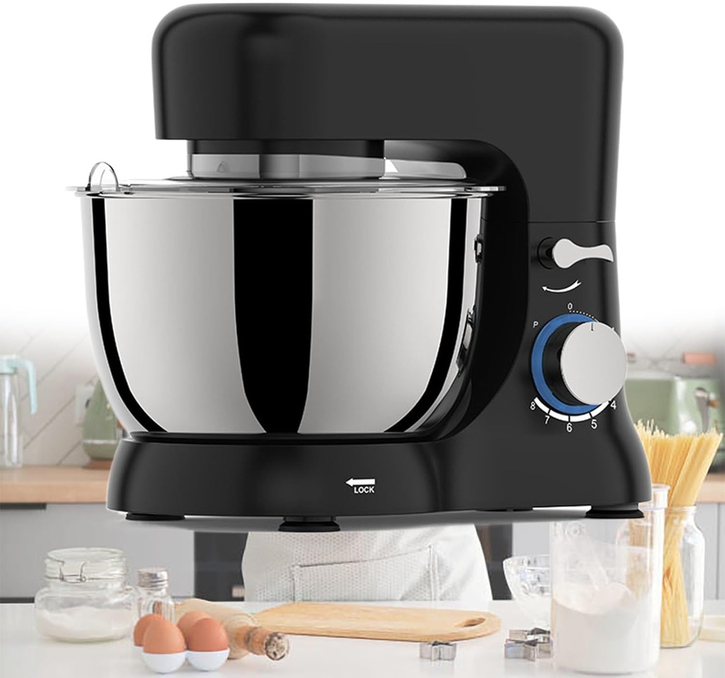 Stand Mixer,6-Speed Electric Mixer,4.5-Qt Stainless Steel Bowl,Dishwasher Safe Whisk,Dough Hook and Mixing Paddle, Planetary Mixing, Tilt-Up Head,220V1000W