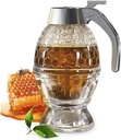 Honey Dispenser No Drip Glass Maple Syrup Dispenser Glass Beautiful Honey Comb Shaped Honey Pot Container With Stand