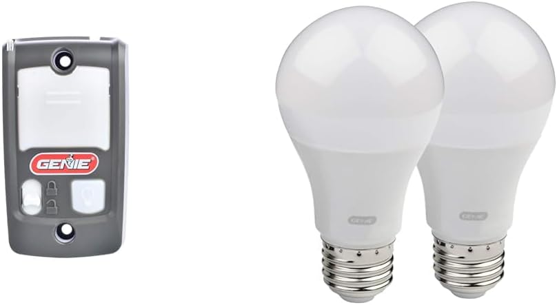 Genie Series II Garage Door Opener Wall Console - Sure-Lock/Vacation Lock for Extra Security & GLEDB2-R2 2 Pack Garage Door Opener LED Light Bulb, 4000K,White