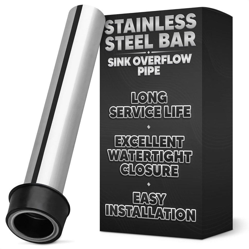 Stainless Steel Bar Sink Overflow Pipe 7.48 IN - Metal Sink Strainer Pipe Tube Bathroom Pipes Fittings - Bathroom Sink Drain Strainer Pipe Overflow Kitchen Sink Drain Stopper for 1.75 Inch Drains