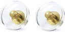 JEREVER 2 Pack Acrylic Knobs Large Size Crystal Brass Drawer Pull Clear Cabinet Handle Furniture Hardware for Wardrobe Dresser Kitchen (Round)