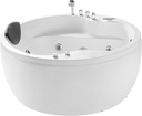 Empava 59" Acrylic Freestanding Whirlpool Bathtub Hydromassage Round Jetted Soaking Tub with Right Side Drain and Waterfall Faucet