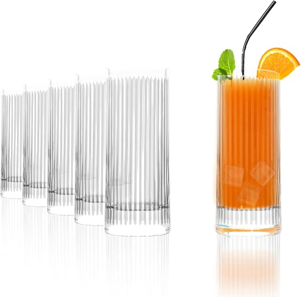 Stölzle Lausitz Crystal Highball Glasses Set of 6 (Soho). Dishwasher Safe High Ball Glasses (13.75 Fl oz). Durable Tall Drinking Glass - Genuine Stölzle Glassware