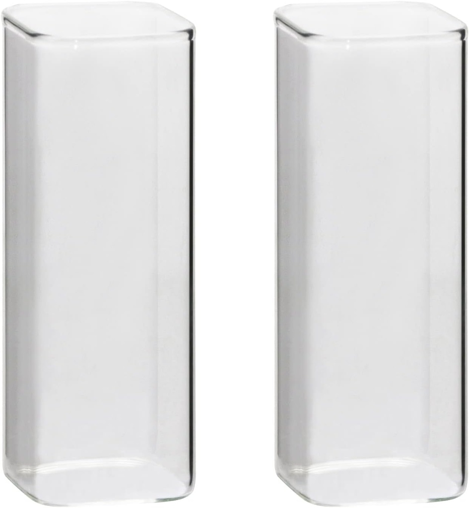 Tupalizy 2PCS Square Glass Cups Tumbler Highball Drinking Glasses for Water Wine Beer Cocktails Juice Iced Tea Coffee Mixed Drinks Kitchen Party Home Everyday Use Clear Glassware, 16.9oz