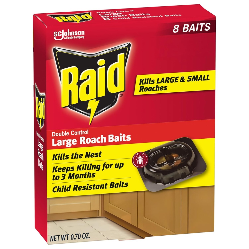 Raid Double Control Large Roach Baits (8 Count (Pack of 1))