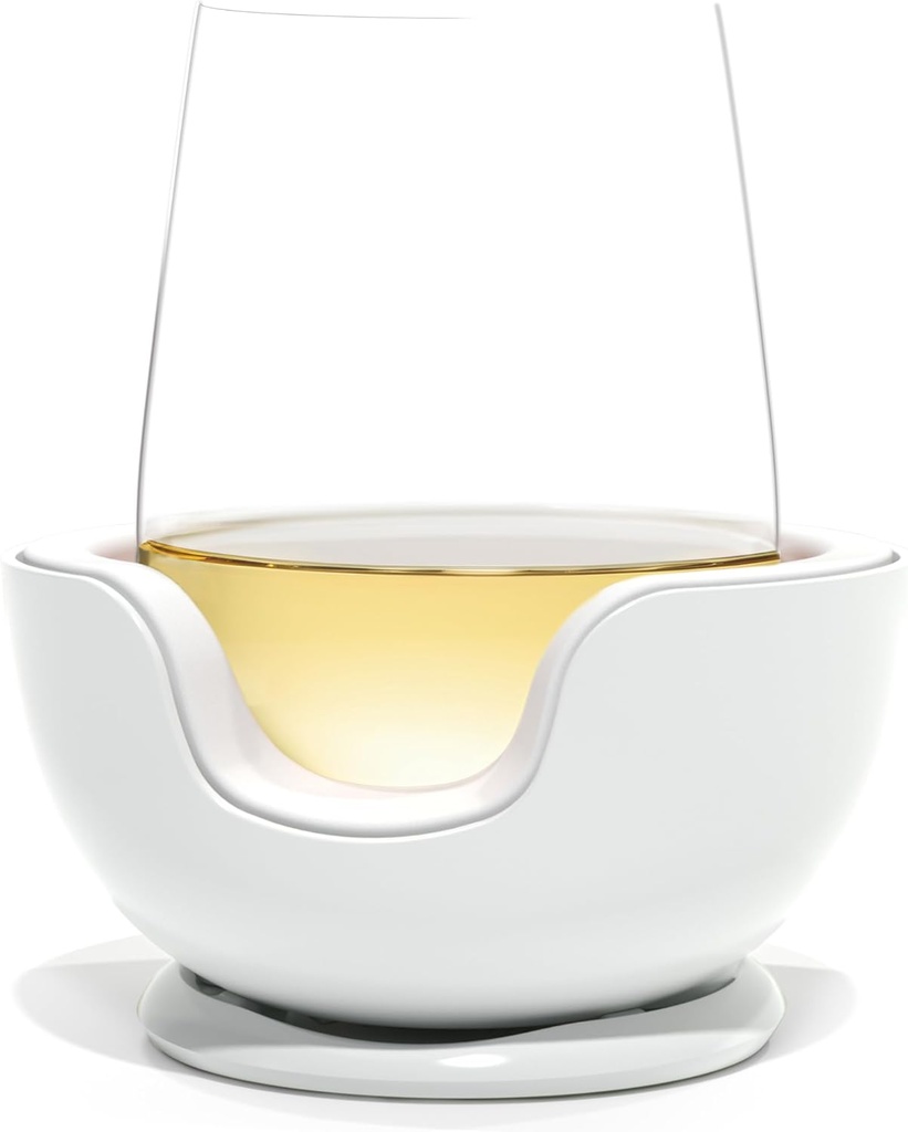 VoChill Stemless Wine Glass Chiller | Keep the Chill In Your Glass | Made in the USA | Separable & Refreezable Chill Cradle | Actively Chills Stemless Glassware | Quartz, Single Stemless