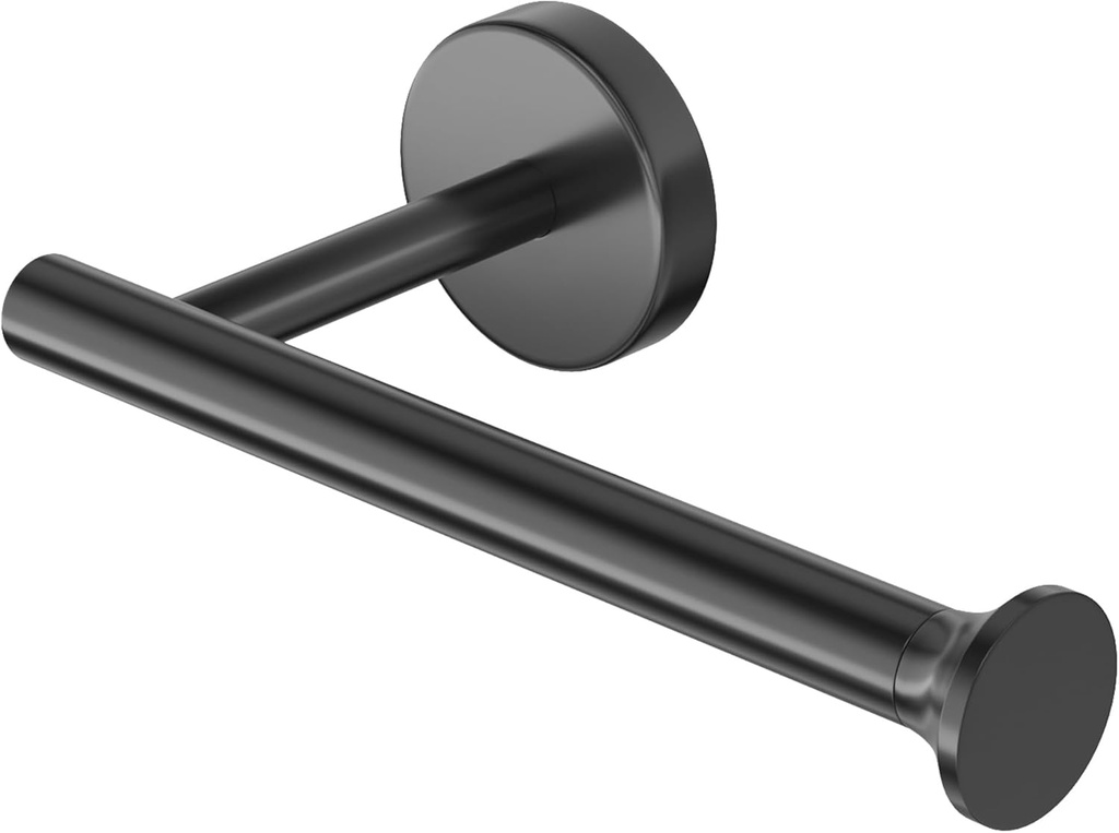 Toilet Paper Holder Wall Mount Bathroom Paper Roll Holder Tissue Handle Stainless Steel for Farmhouse Kitchen Matte Black