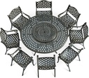 VIVIJASON 9-Piece Patio Dining Set, Rust-Free Cast Aluminum Outdoor Furniture Set, 8 Patio Dining Chairs and 61" Round Dining Table with 31" Lazy Susan, Umbrella Hole for Backyard, Patio, Garden