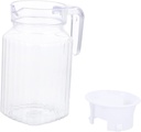 1Pc Large Transparent Cold Water Kettle Reusable Water Pitcher for Juices and Iced Beverages Stripe Design Water Bottle with Handle for Home and Refrigerator Use