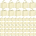 Zhehao 60 Pcs Reusable Grocery Shopping Bags Large Foldable Gift Tote Non Woven Fabric Bags with Handle and Plastic Button for Birthdays, Bridesmaids, Party Favors, 15 x 9.5 x 13 Inch(Beige)