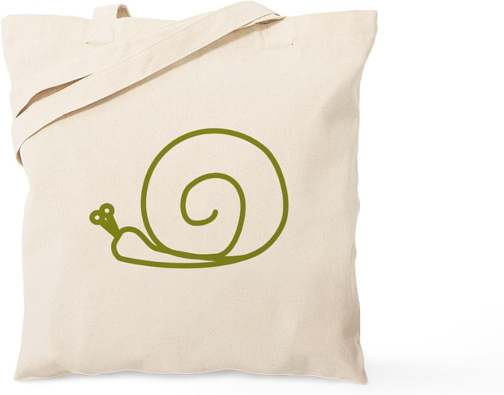 CafePress Green Snail Tote Bag Reusable Natural Beige Canvas Shopping Bag