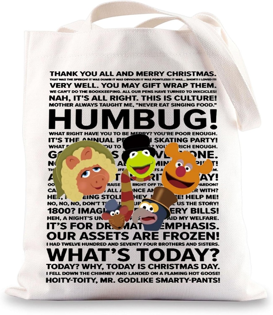 JNIAP Christmas Carol Tote Bag Charles & Rizzo & Bob & Tiny Tim & Jacob Gifts Gonzo Rizzo Shoulder Bag