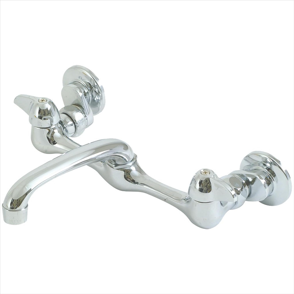 EZ-FLO Utility Two-Handle Wall Mount Faucet, 6 Inch Spout, Chrome Finish, 10142LF