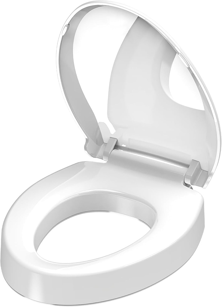 Raised 2.91'' Toilet Seat Elongated, Toilet Seat Riser for Elderly, Soft Close & Quick Release, Oblong 18.5inch Compatible Size, PP Material, 2 Years Support