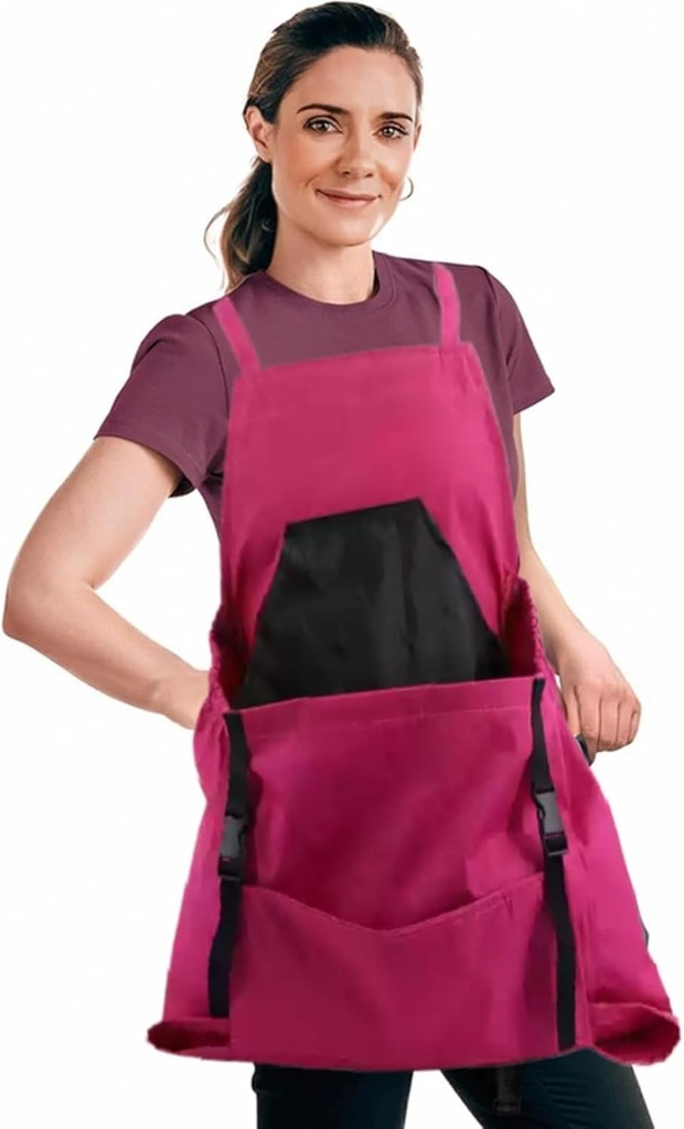 Gardening Apron for Women,Garden Aprons with Pockets,Harvest Apron Basket for Fruit Vegetables Picking magenta,Gardening Gifts For Women Men