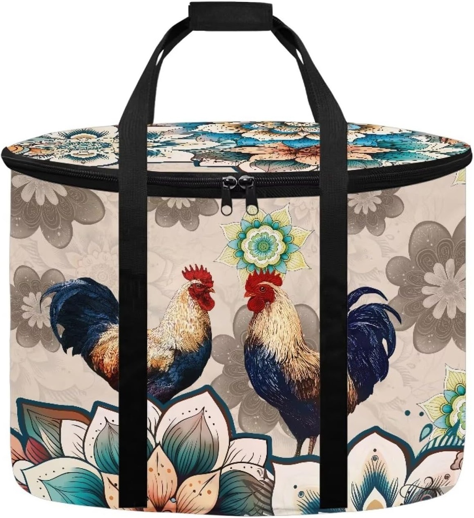 Mandala Rooster Slow Cooker Cover Holder 18" x 13" x 12.5" Slow Cooker Bag Kitchen Appliance Washable for Appliance Storage