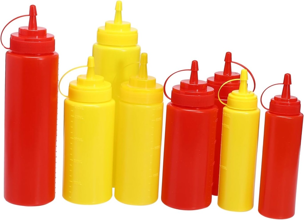 8pcs Sauce Bottles Plastic Squeeze Bottles for Ketchup Condiment Dispensers