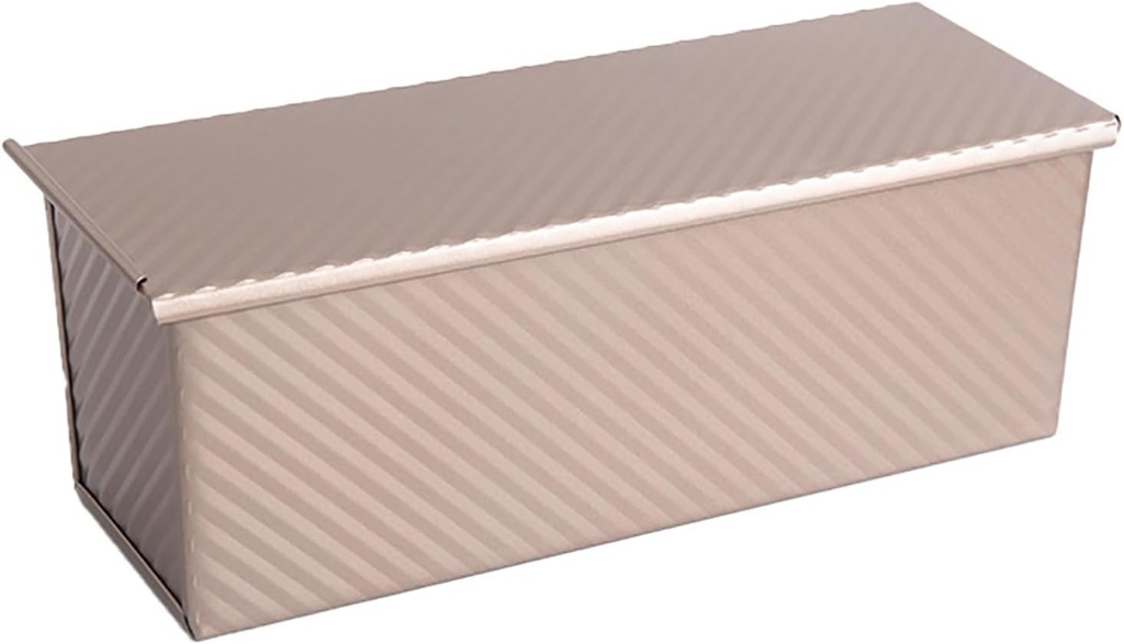 Pullman Loaf Pan with Lid, 2.2 lb Dough Capacity Bakeware for Baking Bread, Carbon Steel Corrugated Bread Toast Mold with Cover