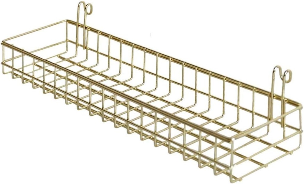 Multi-function Wall Storage and Display Basket, Decorative Basket for Wire Wall Grid Panel, Gold