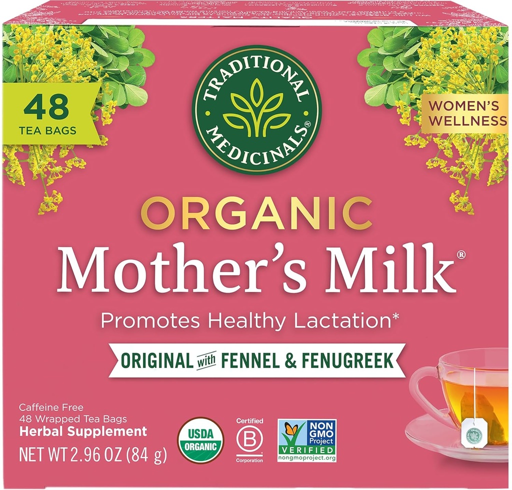Traditional Medicinals Organic Mother's Milk Women's Tea, Promotes Healthy Lactation - 48 Tea Bags