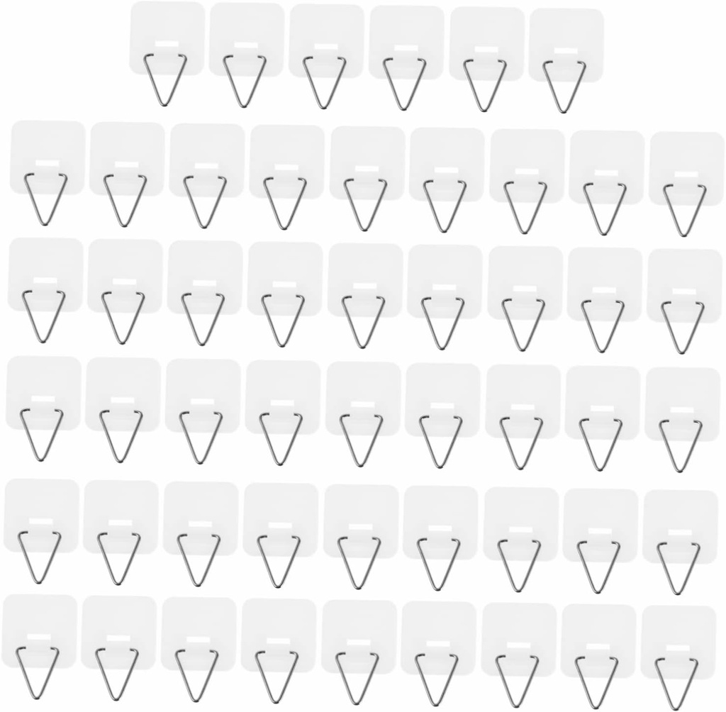 50Pcs Large Vertical Plate Holders Adhesive Invisible Plate Hanging Hooks for Wall Mounted Kitchen Dish Storage and Display Plastic Multi-purpose Plate Fixing Hangers