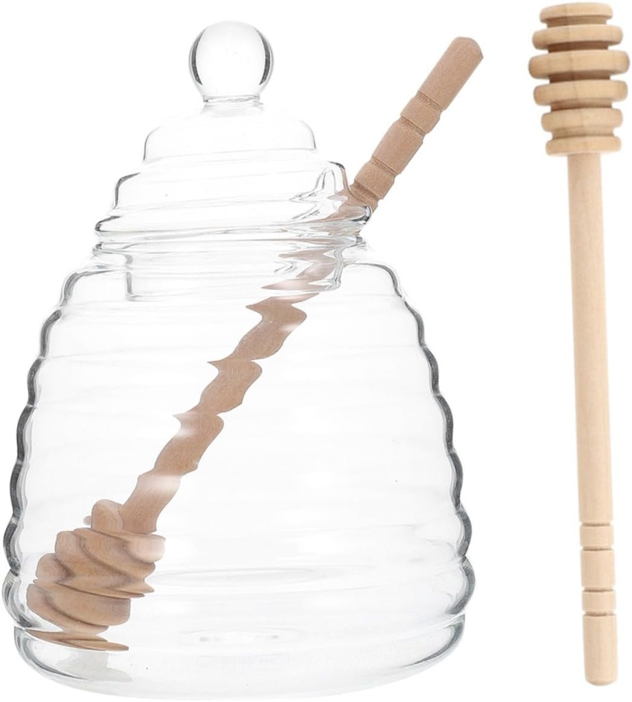 Ciieeo Elegant Honey Jar Lid Honey Dispenser Home Syrup Storage Glass Container