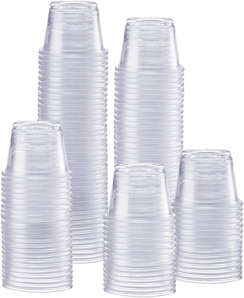 GUSTO [1 oz. - 250 Count Clear Disposable Plastic Portion Cups (No Lids), Souffle Cups, Jello Shot Cups, and Sauce Cups For Portion Control, Salad Dressing and More- Formerly Comfy Package