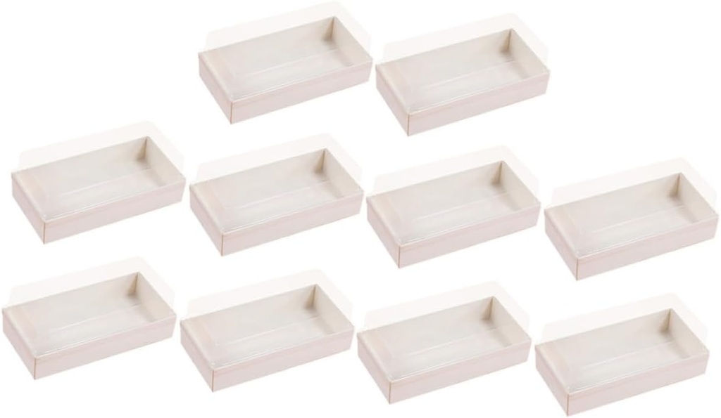 Mikinona 10 Pack Wooden Sandwich Boxes Disposable Packaging Cases Natural Lidded Boxes for Breads Cakes Cookies