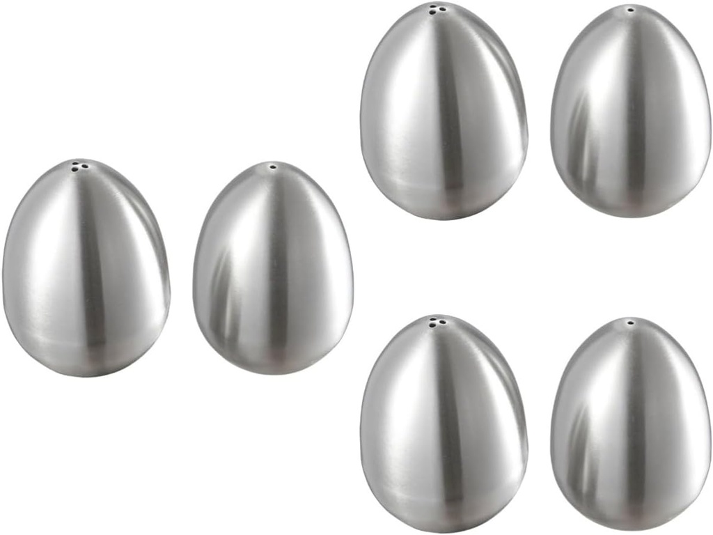 PRETYZOOM Pcs Egg Shape Spice Containers Stainless Steel Salt Pepper Dispenser Set Sugar Shaker Dispenser Storage Jar for Kitchen Decor