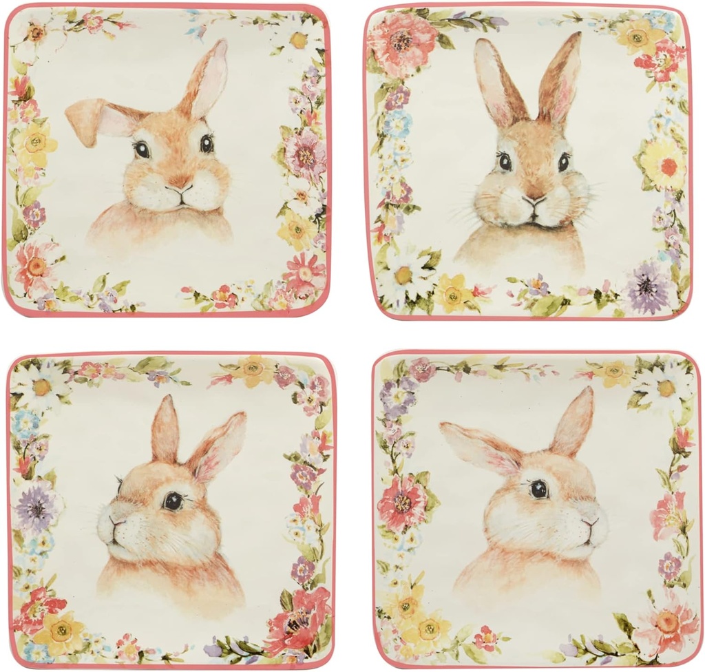 Certified International Easter Garden 6" Canape/Luncheon Plates, Set of 4 Assorted Designs