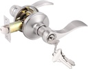 Gobrico Wave Entry Door Handle Brushed Nickel Keyed Entry Lock Square Entry Door Lever with Different Key Exterior Interior Entrance Lever for Office or Front Door 1 Pack