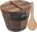 Wooden Food Storage Bin Multi-function Rice Barrel Kitchen Supply Food Bucket Lid