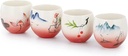 Hand drawn Chinese Japanese style traditional ceramic tea cup set of four, tea set, kung fu tea cup, coffee cup