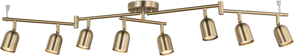 8 Light Modern Track Lighting Fixtures, Matte Brass Center Rotatable Bar Ceiling Spotlight, Foldable Arms Track Lighting Kit for Kitchen,Dining,Living Room Bedroom,GU10 Bulb Not Included
