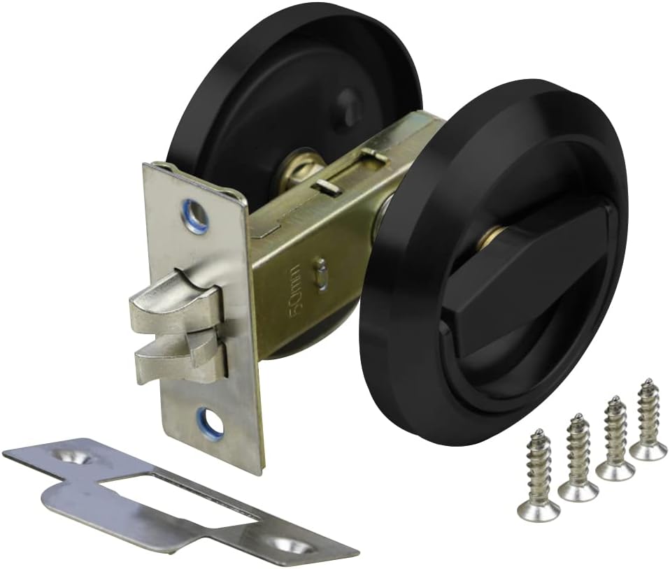 304 Stainless Steel Black Recessed Cup Door Knobs Entry Doors Locks Recessed Hidden Passageway Door Handle Pulls Pack of 1